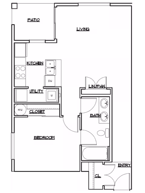 1X1 Standard 1st Floor G104 floor plan